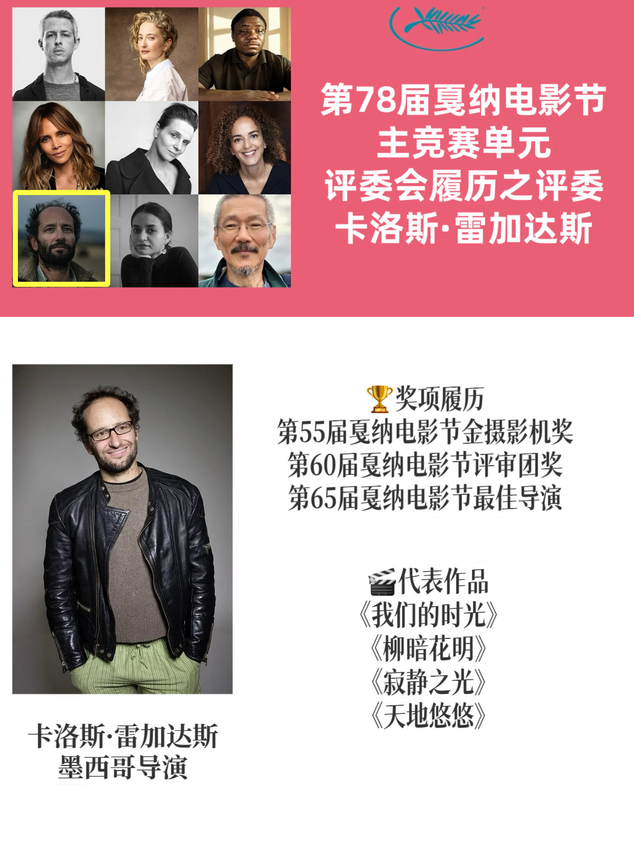 第78届戛纳电影节主竞赛单元评委会履历总结Jury：卡洛斯·雷加达斯墨西哥导