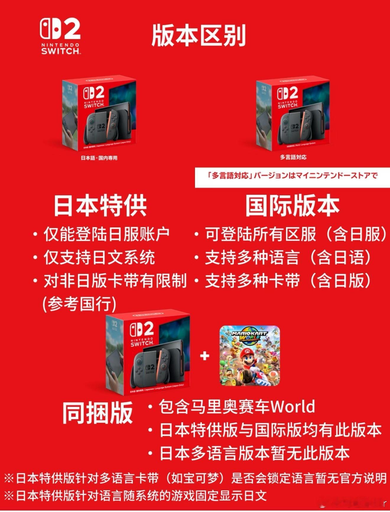 想问一下大家switch2买什么版本的呀！港版还是日版有什么区别有懂的嘛[哭哭]
