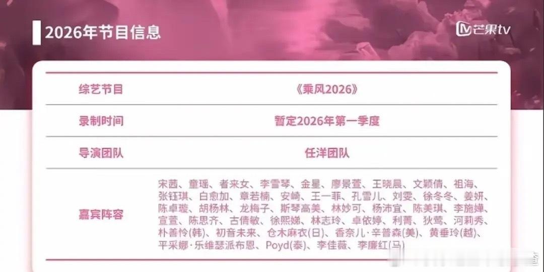 浪姐2026名单🍉