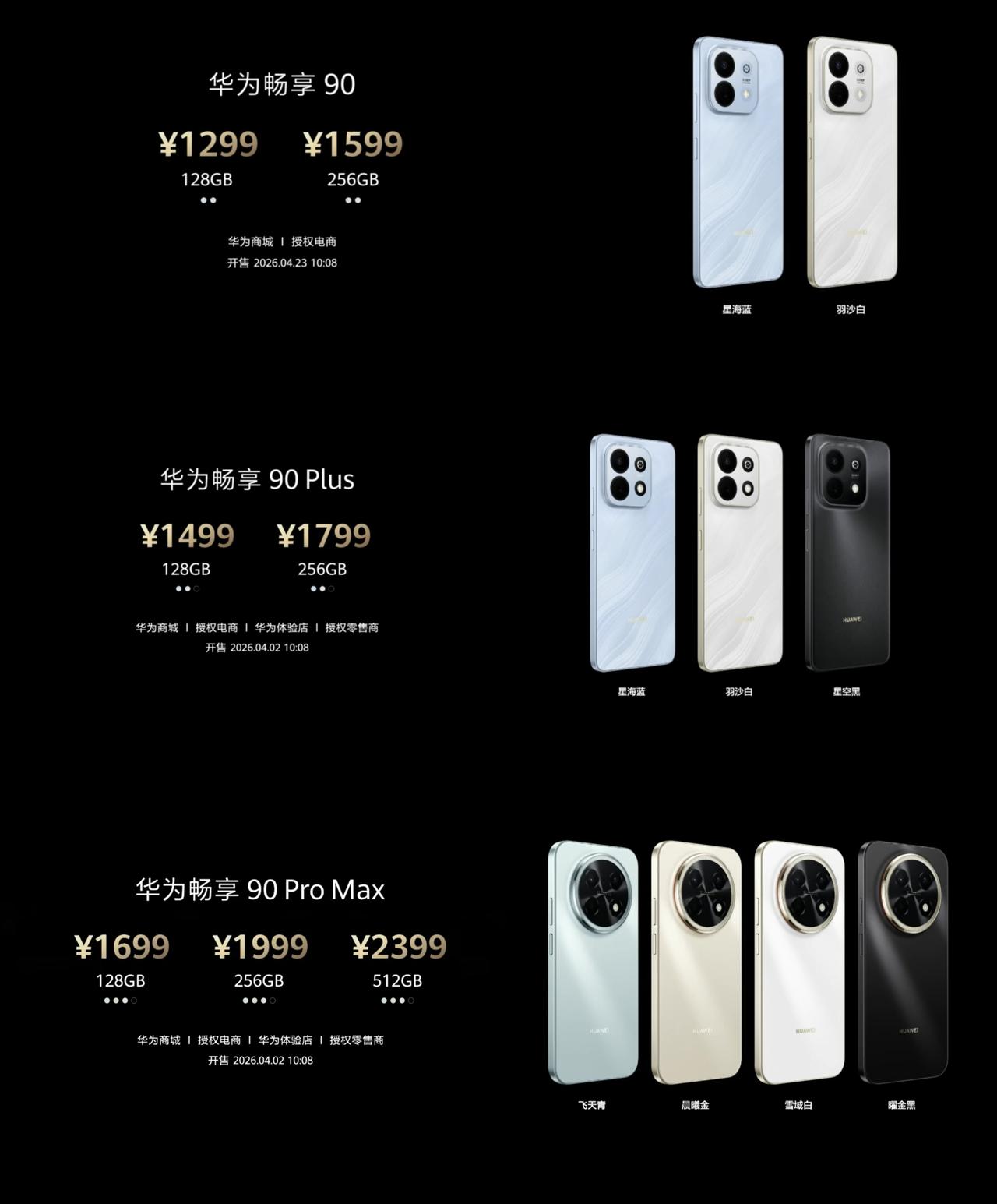 1299元起，华为畅享90系列发布，全系麒麟8000系列处理器华为畅享90，