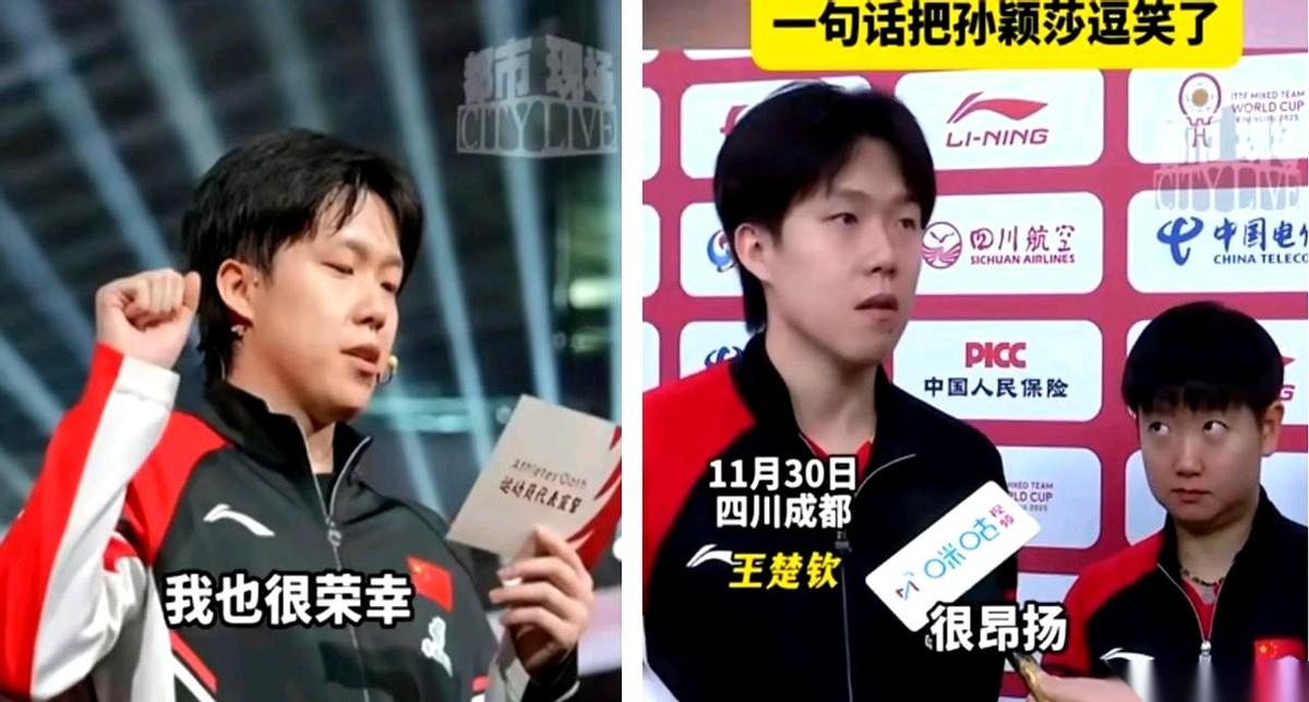 “昂扬”！哈哈哈，听到王楚钦说这词儿，我差点没把嘴里的水喷出来！绝了！莎莎当时那