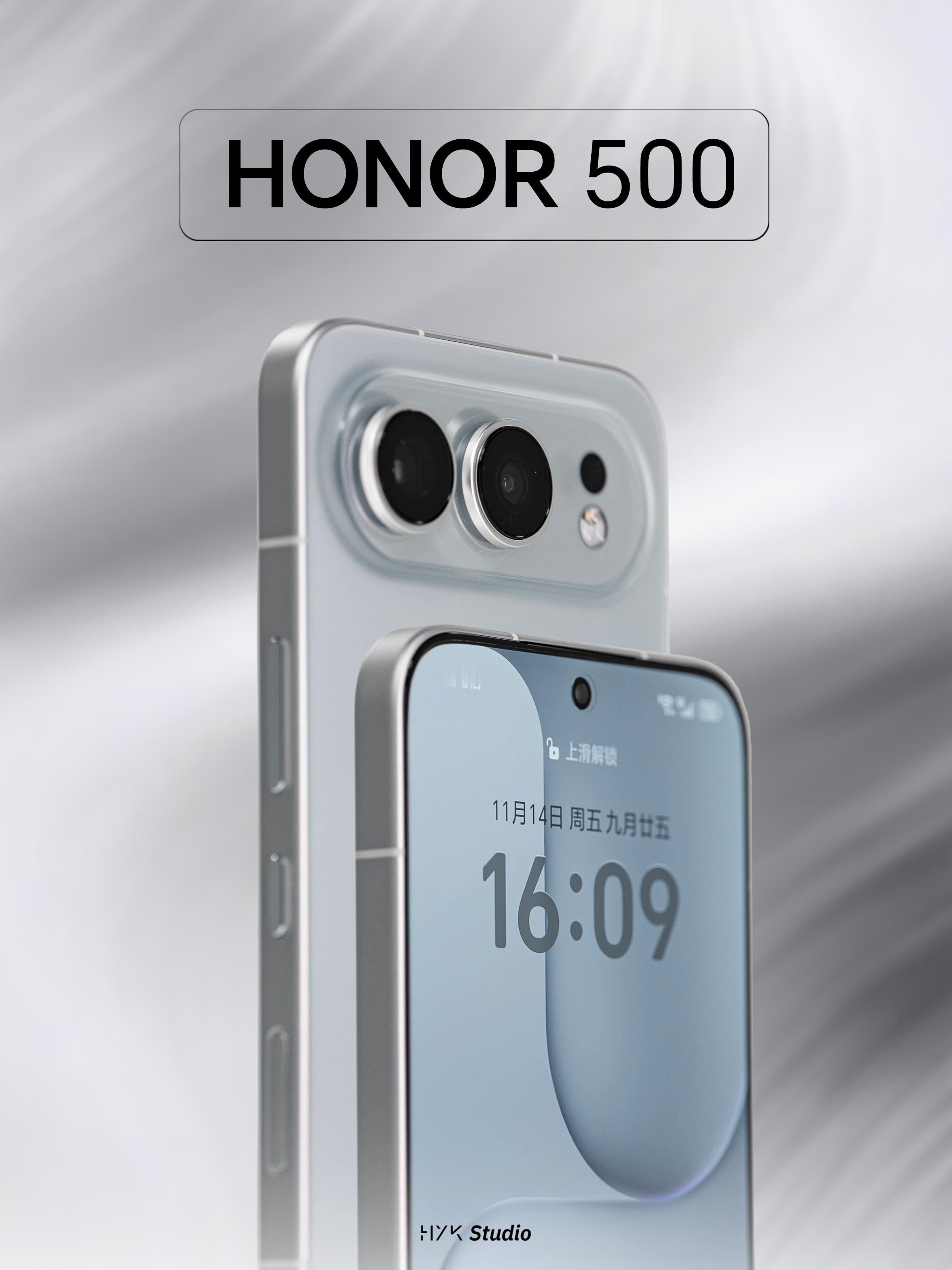 ｜荣耀500这款是“月光银”版本。机身像被月光镀了层银一样。极窄黑边搭配上直边大