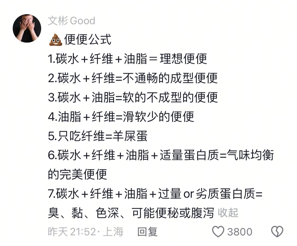 一个网友分享的便便公式火了。