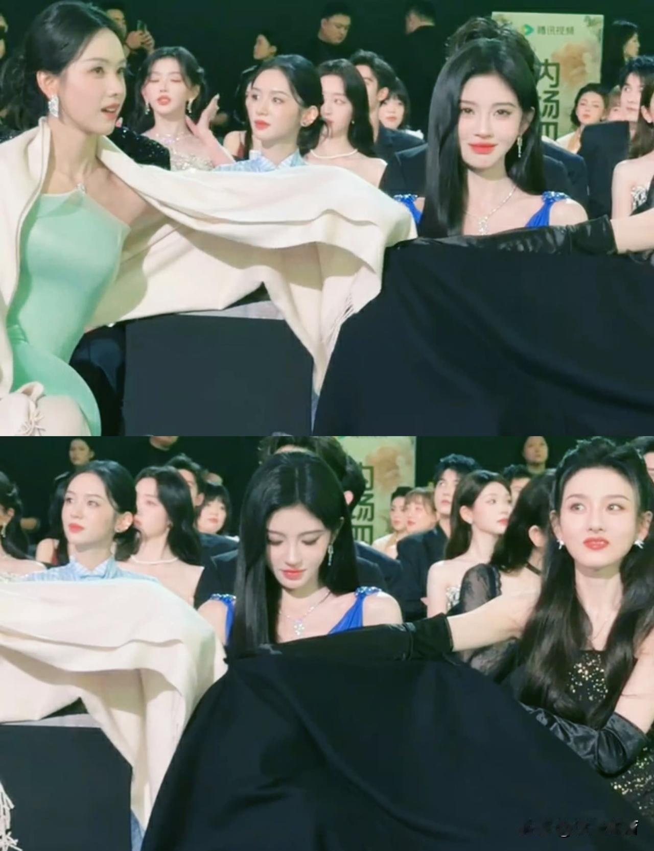 星光大赏内场，空调打得低。鞠婧祎搓了搓手臂，下一秒，陈都灵和宋祖儿几乎同时捏紧