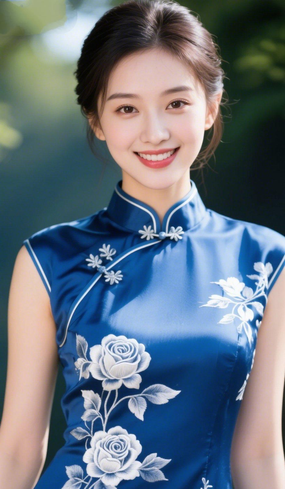 《青花旗袍里的旧光阴》盘扣咬着民国的风一寸一寸，绣进斜襟的月白缠枝莲从