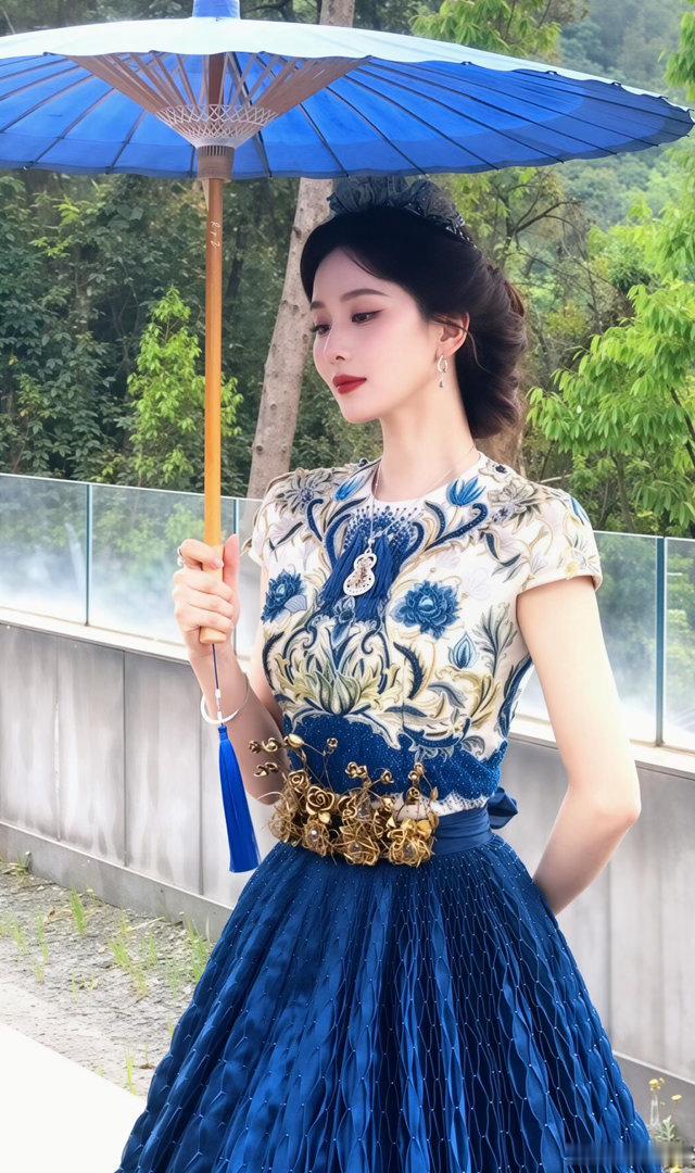 刘诗诗redgala红毯合集，孔雀蓝长裙