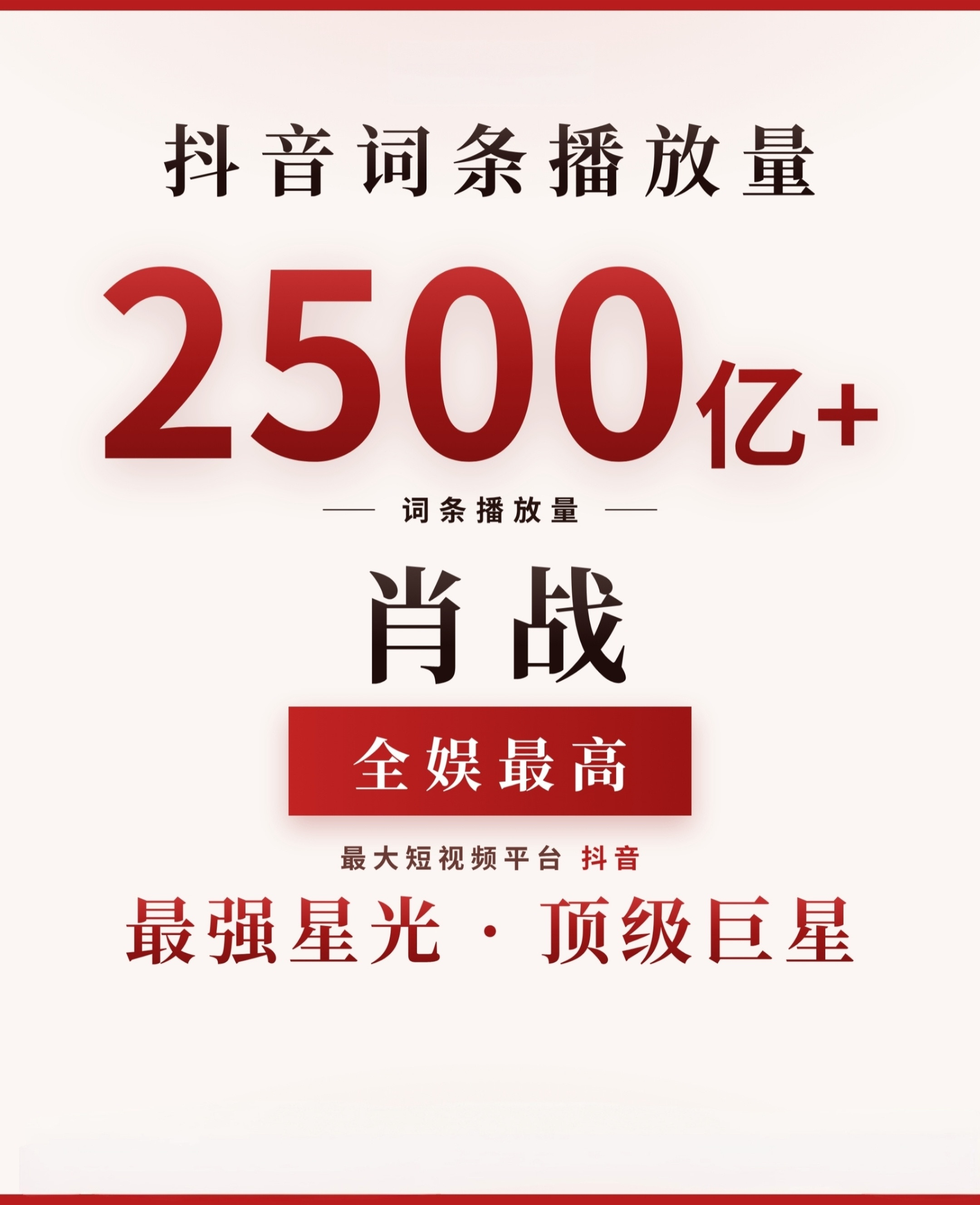 🎉喜报|恭喜肖战抖音话题播放量突破2500亿在最大短视频平台、国民级的