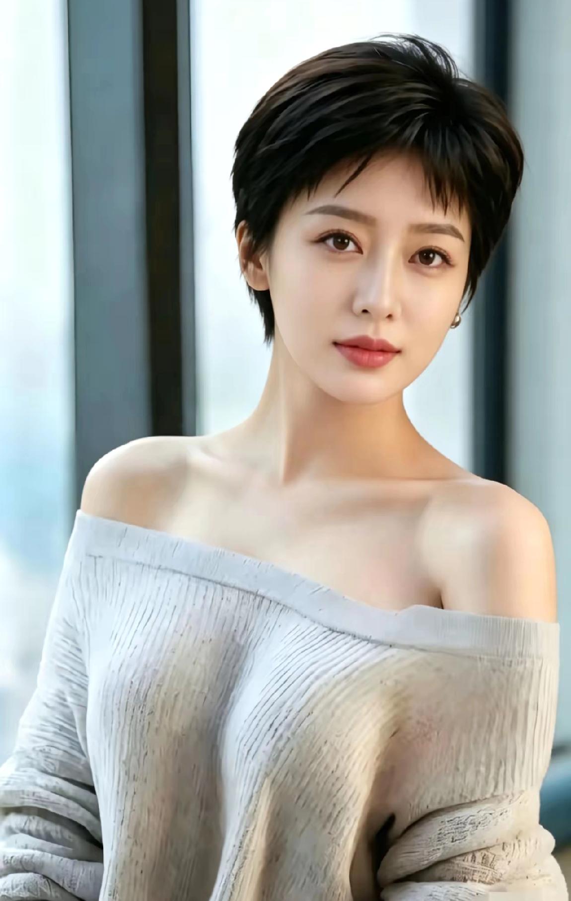 这个短发装很惊艳，很帅气，这样的短发装把娱乐圈里那些走颜值路线小年轻的路堵死了！
