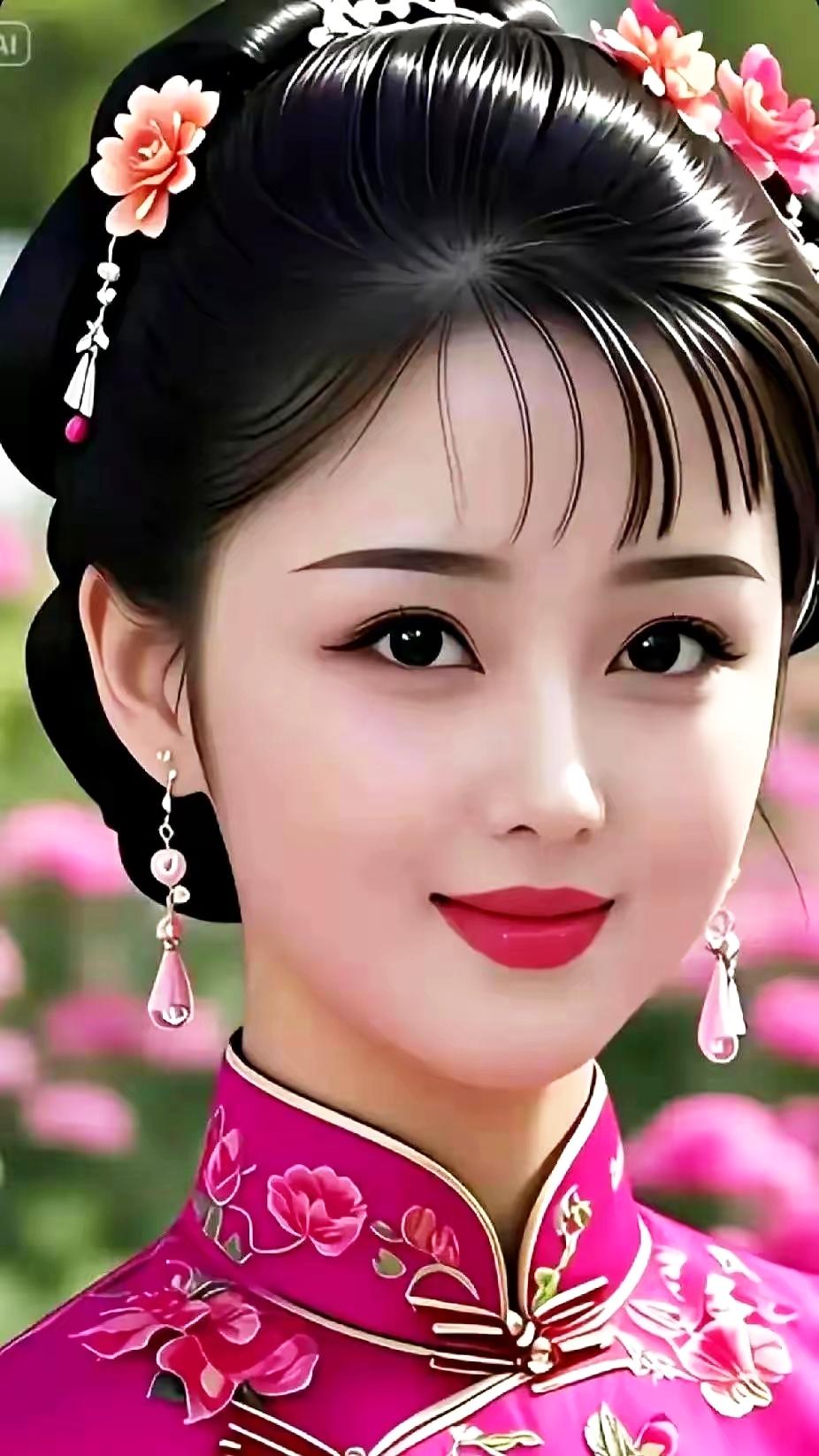 古典美人，花间笑语，粉黛轻妆，韵味悠长。