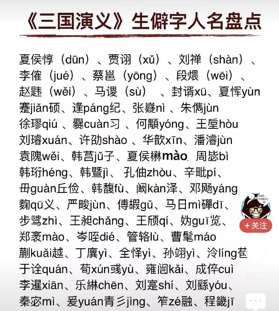 从创造文字来说，古人是超过现代人的。阅读《三国演义》，下面的名字你若都能读对，