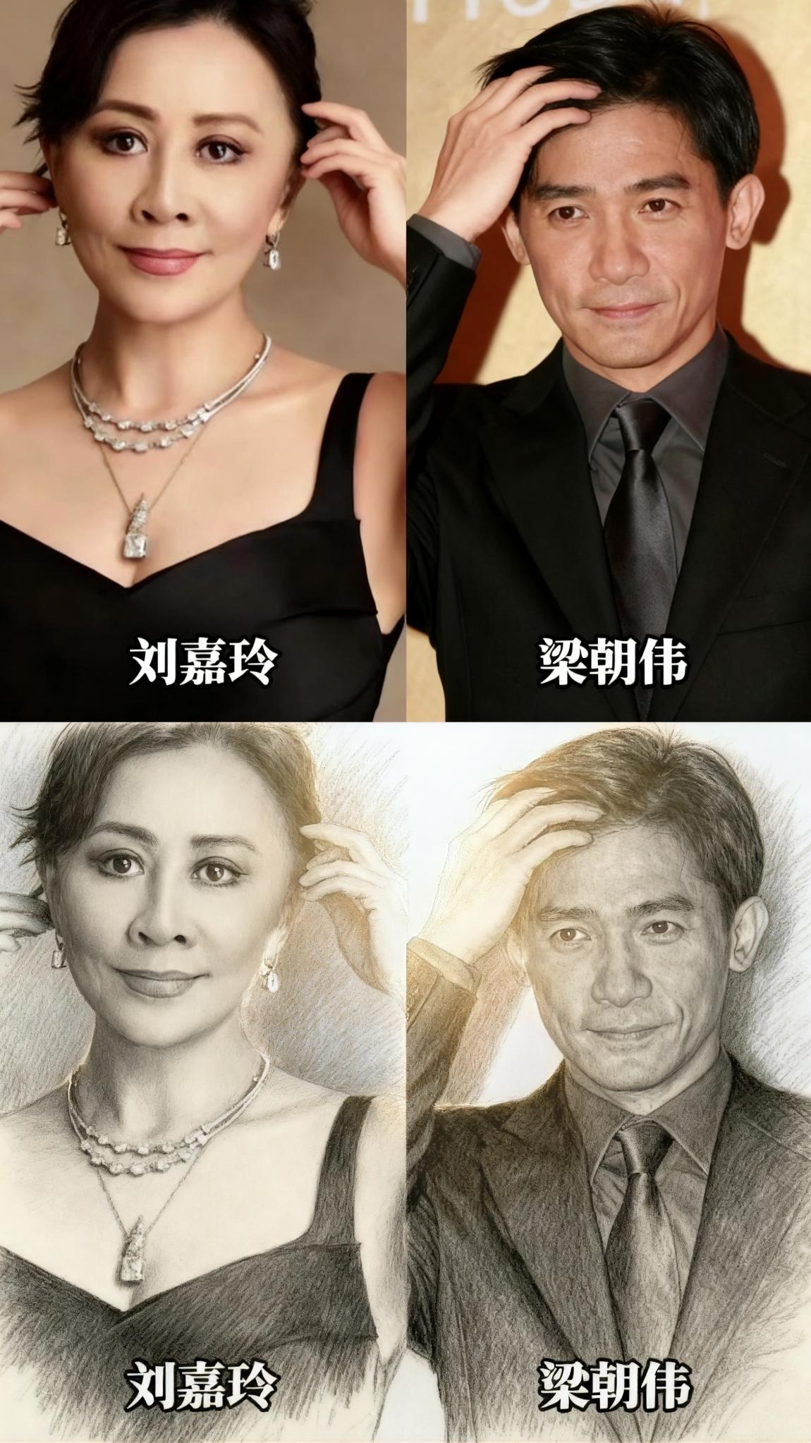 高颜值明星夫妻对比娱乐圈人肖像画.