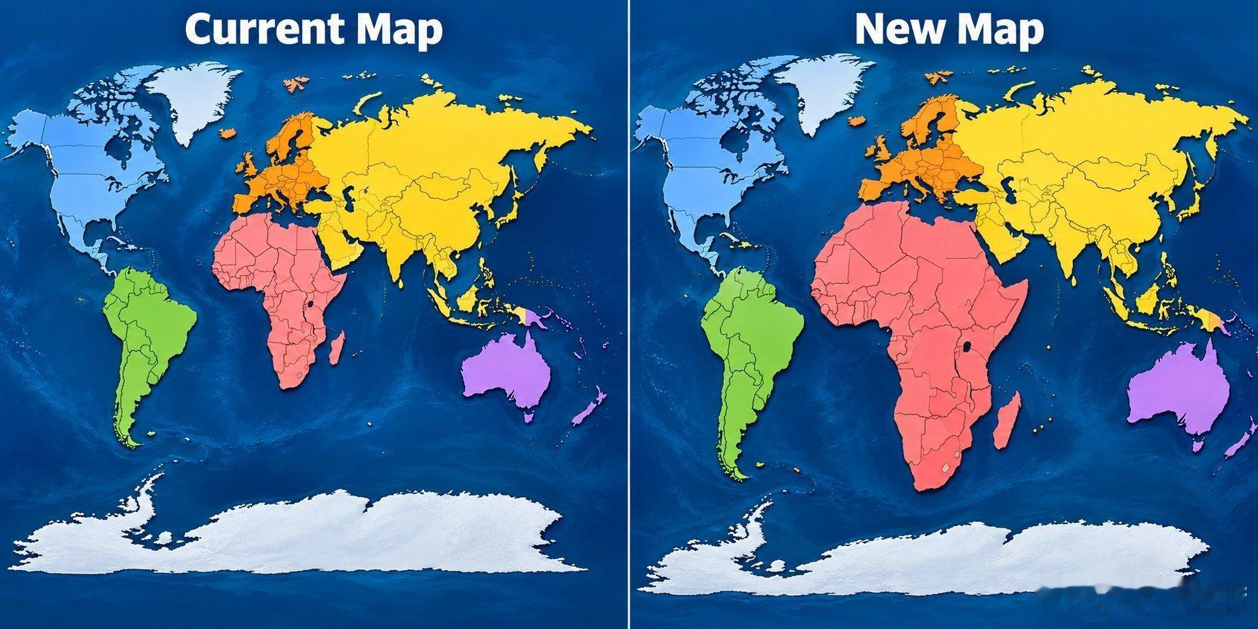 联合国发布了新版世界地图韩国人是不是以为粉红色的地方是他们的？​​​