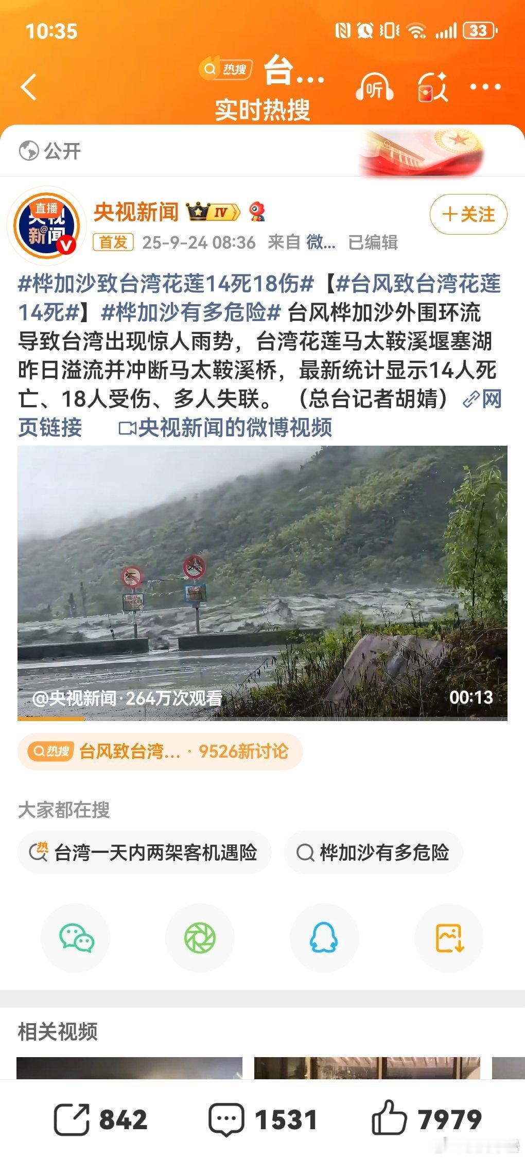 哇这次台风真的很大了​​​