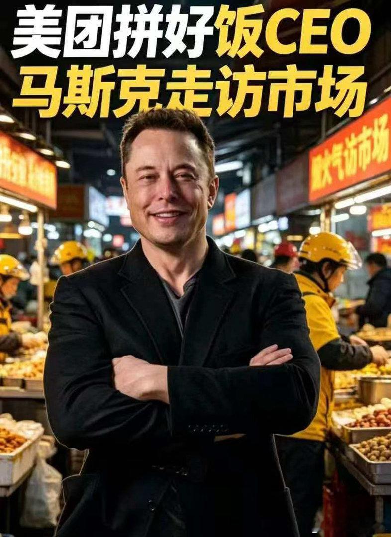 马斯克加入拼好饭谣言系AI生成AI整活真是越来越离谱了，马斯克空降拼好饭的消息完