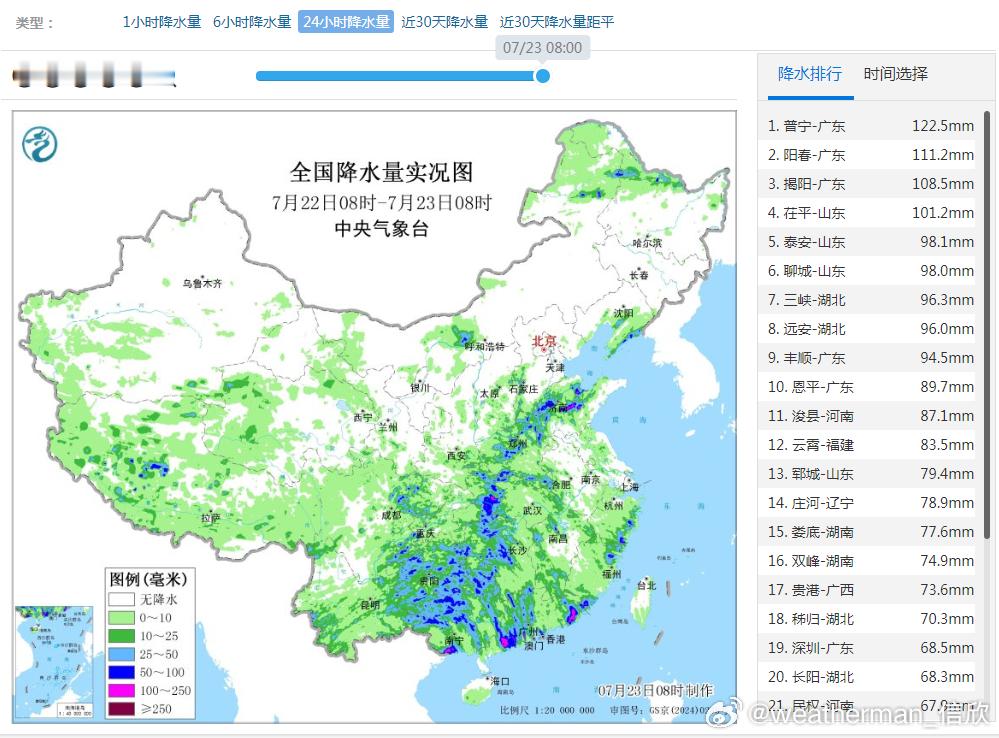 【强降雨和强对流】昨天到今晨，黄河以南多地出现强降雨和强对流。台风韦帕的环流和副