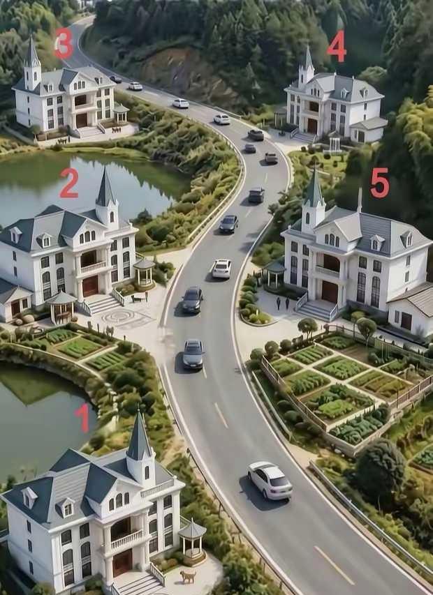 这五栋别墅的位置，哪个会更好一些呢？