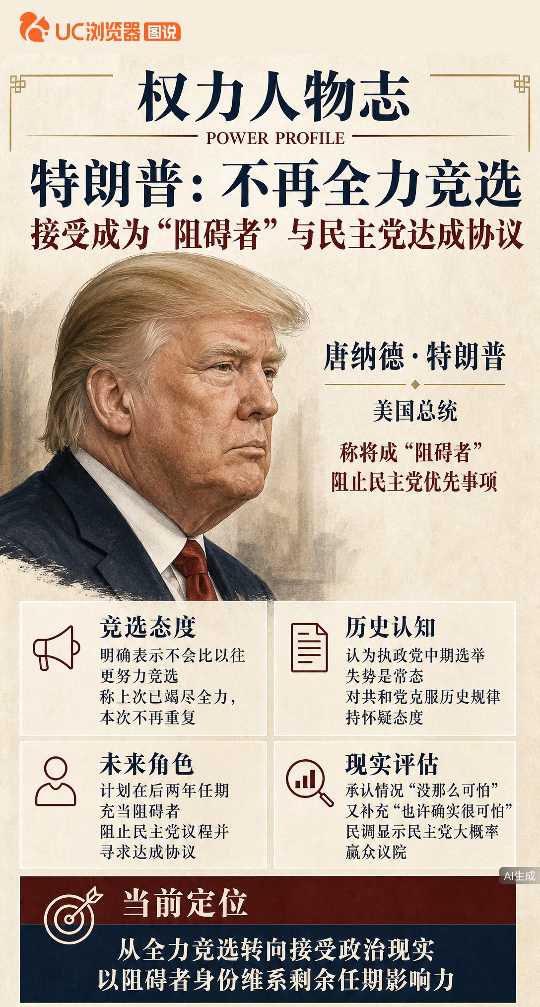 被问中期选举会否拼尽全力，特朗普直接说“不会”，还称已准备好当“阻碍者”并与民主党达成协议。面对主持