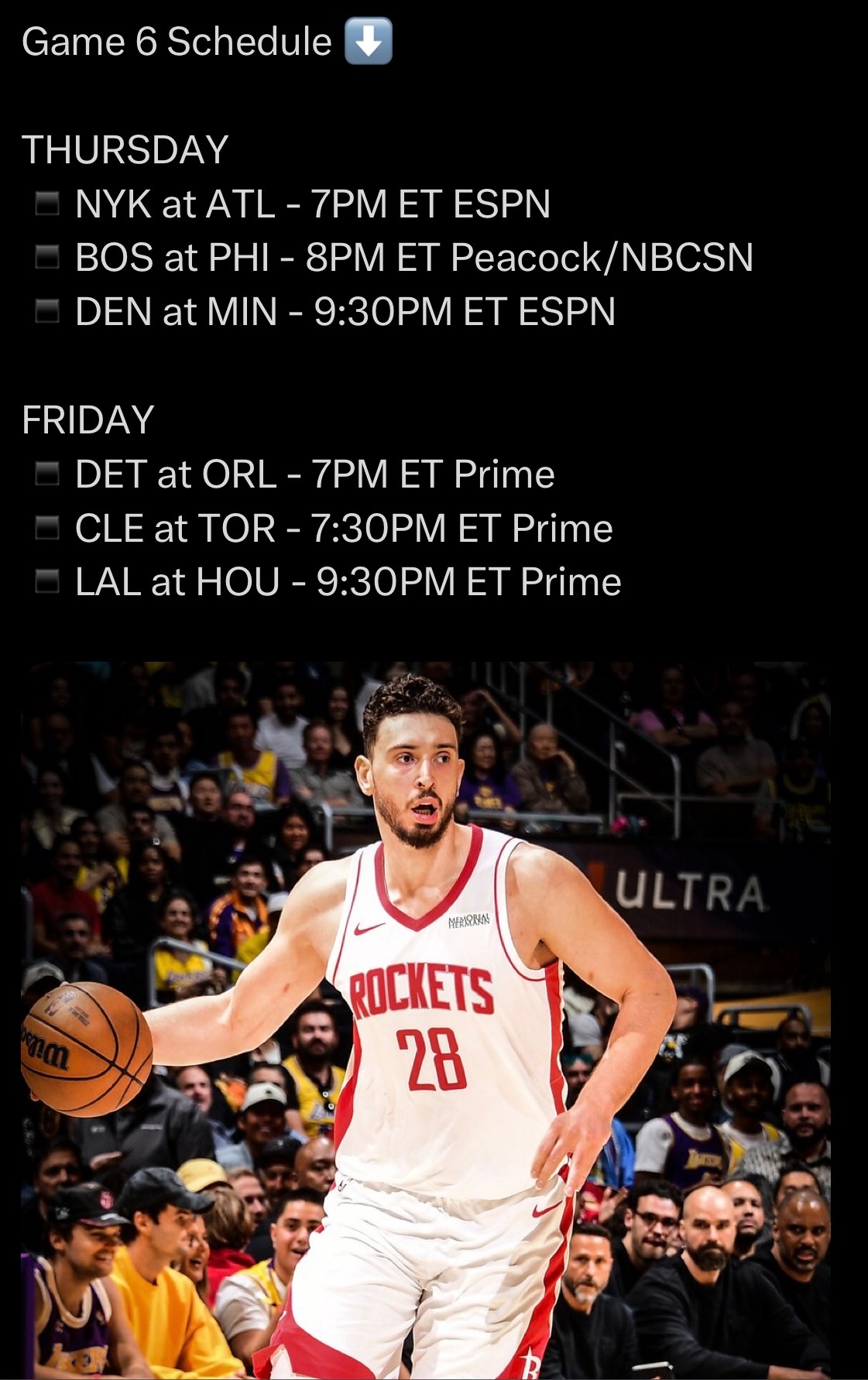 今年首轮有6组系列赛打到G6，这是联盟自2014年以来的第一次！明天：尼克斯vs