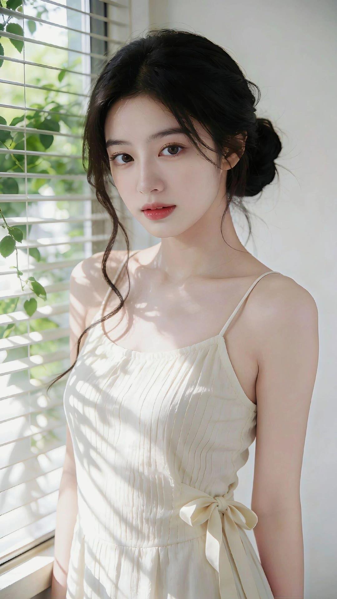 轻纱拂面，笑靥如花。