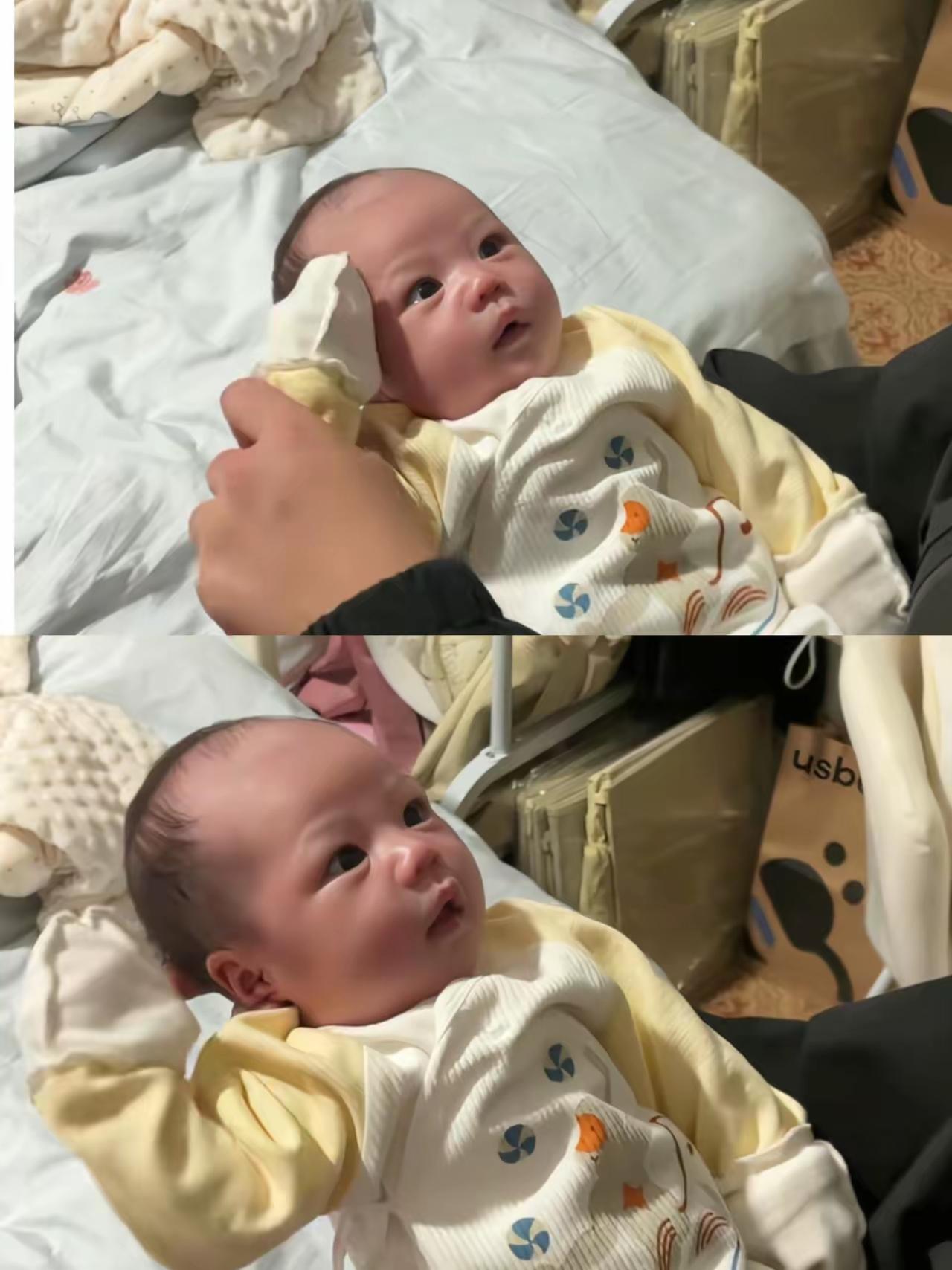 太神奇了！出生28天宝宝，居然会敬礼。家长只是教了两下，宝宝就学会了，还能听