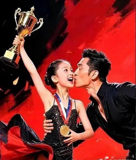 孙俪女儿小花跳拉丁舞拿奖，表现特别棒！但颁奖时男老师亲了她脸颊，惹来争议。有人觉