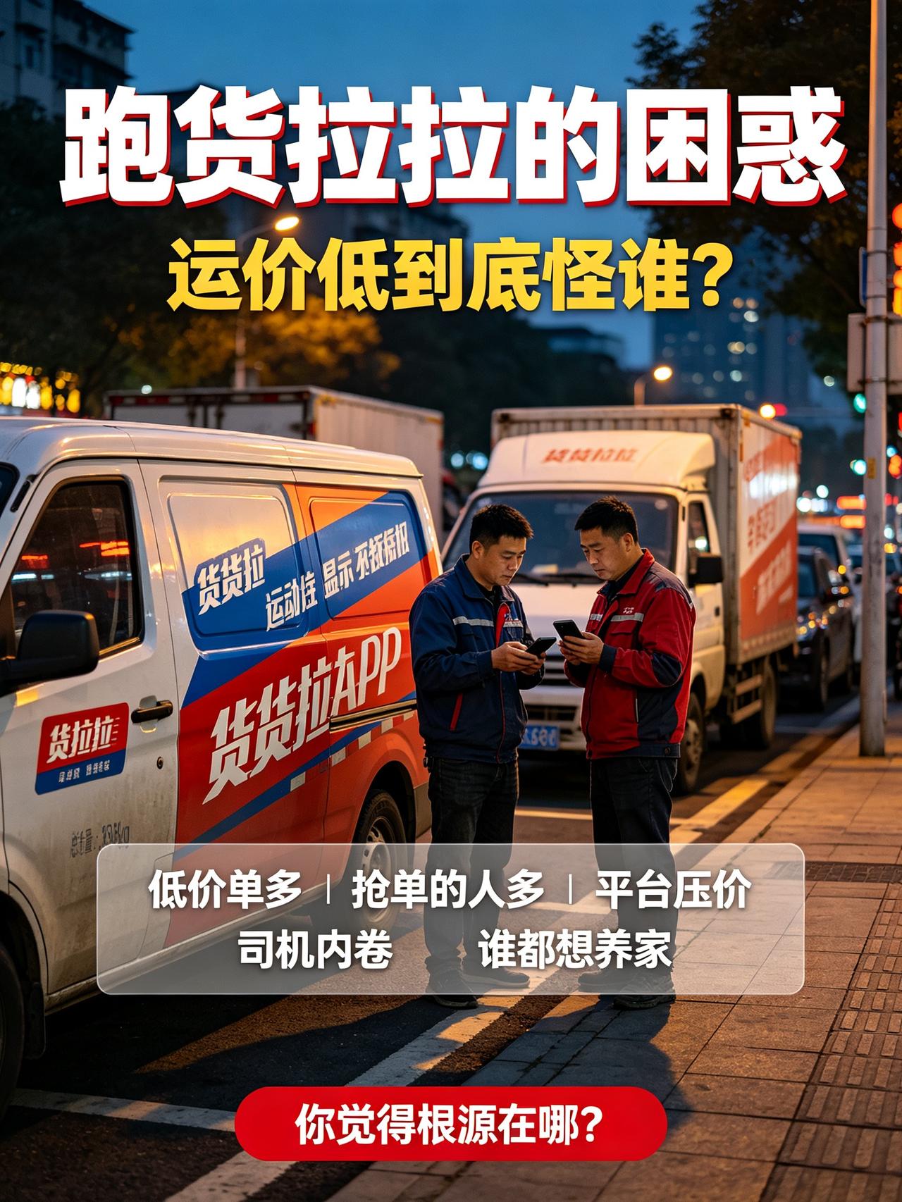 不少人跑货拉拉越跑越心累，运价一年比一年低，到底是谁造成的？打开平台刷单，低