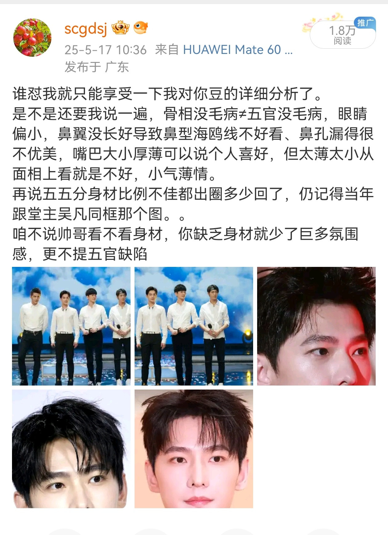 鼻型海鸥线没长好，本来也是一个大问题，露鼻孔露得怪怪的，可以说眼睛鼻子各有缺陷，