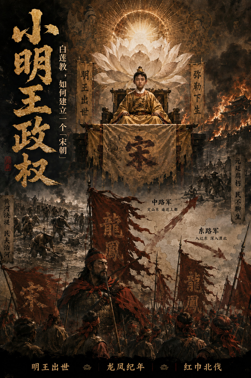 元末，韩山童自号白莲教“明王”，又称是宋徽宗八世孙，为反元第一人。韩山童死后，其