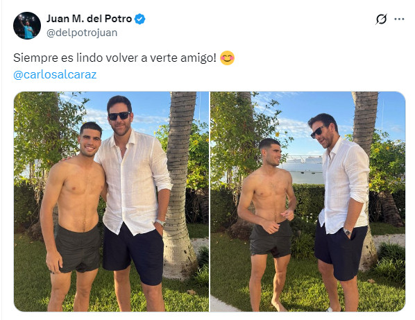 德尔波特罗偶遇阿卡，从这组照片来看，白毛鸭终于回归本色了。自从阿卡染了一头白毛以