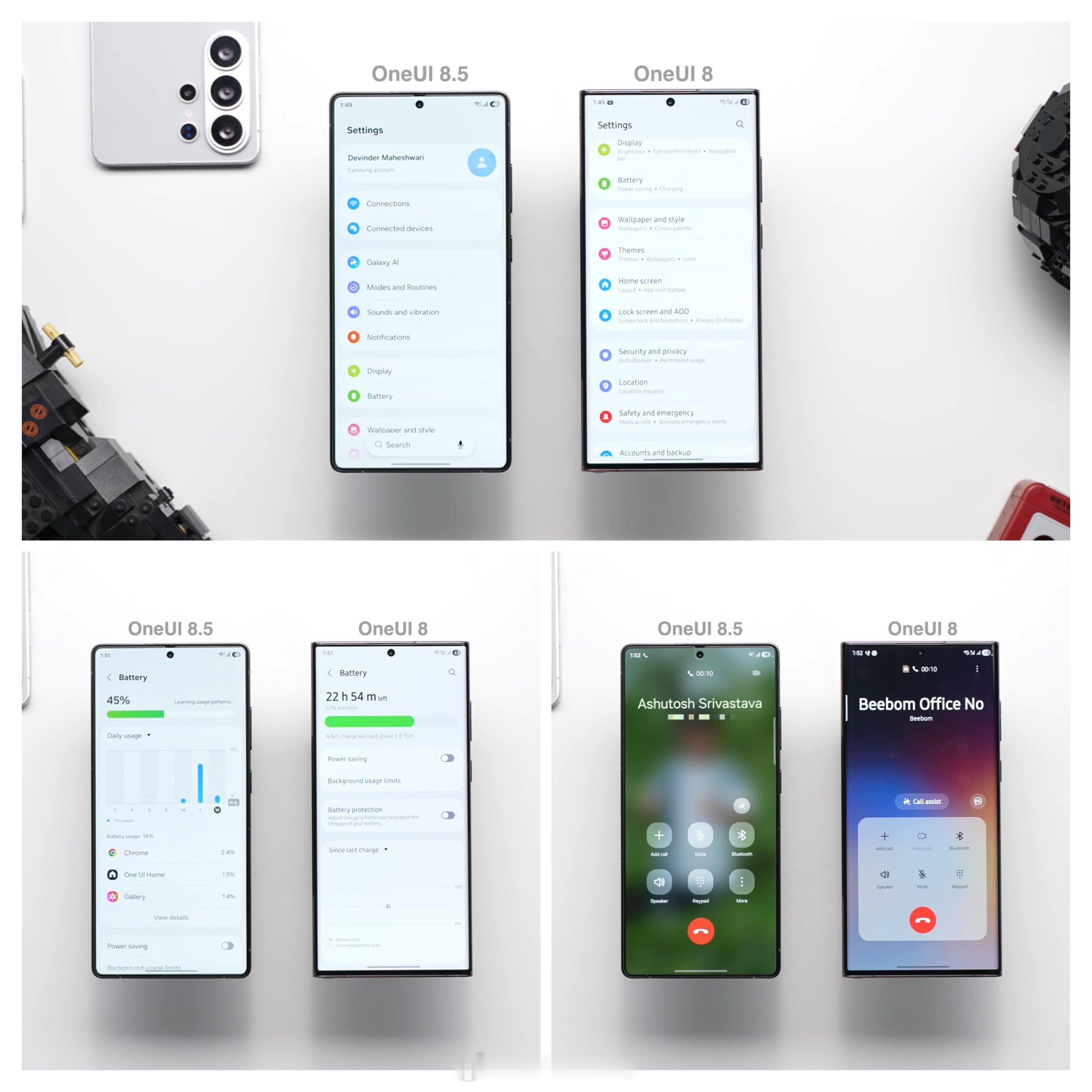 OneUI8.5更新，控制中心可以自由摆放，系统应用加入了类iOS26的底