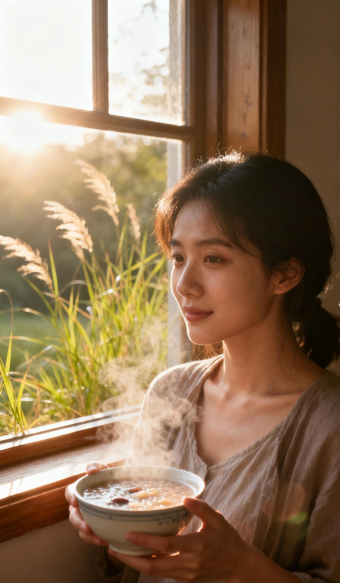 晨光刚漫过窗沿，微风裹着草木香飘进来，我端着热粥忽然想：要把这份清晨的暖，先送给