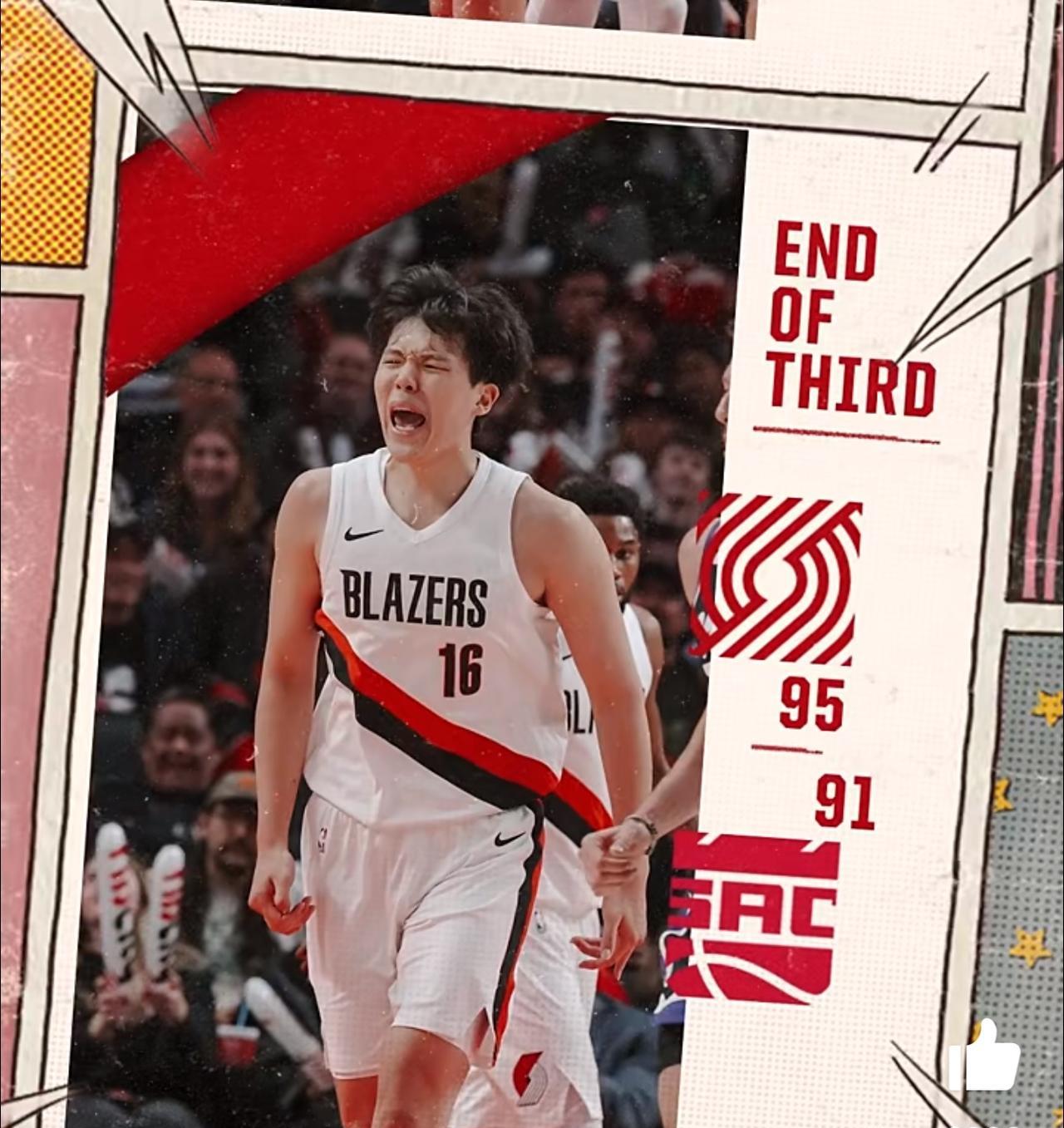 NBA季前赛，今天波特兰开拓者队Vs萨克拉门托国王队，杨瀚森上半