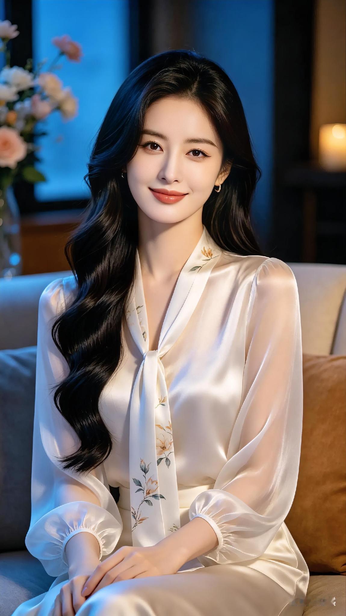 她的眼睛如同秋水般清澈，容颜如玉般温润，惊艳了时光，绝美了流年。她的容颜如晨