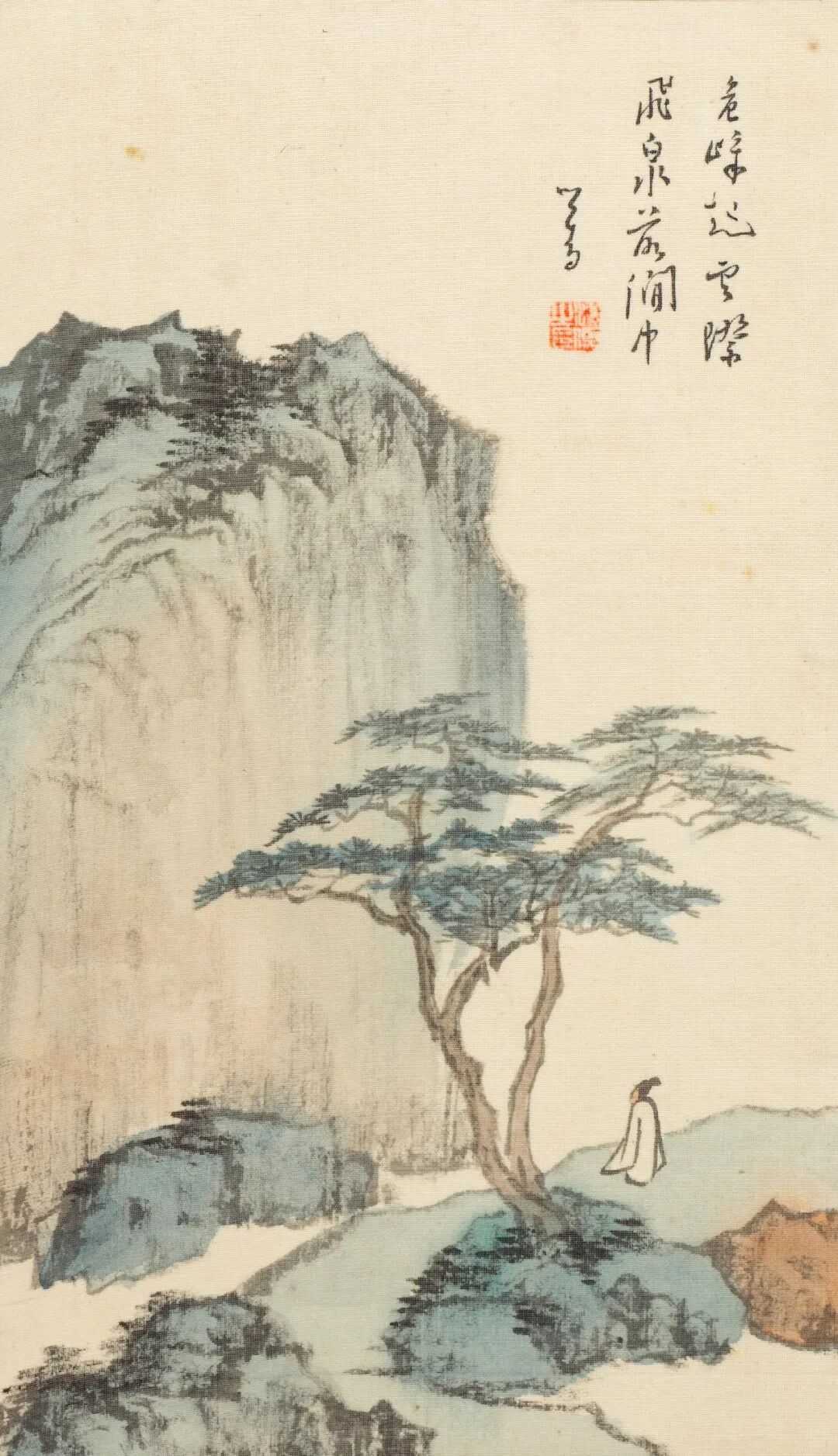 溥儒《山水人物册》，设色绢本、设色纸本20x12.5cm.x8。这就是中国风遇见