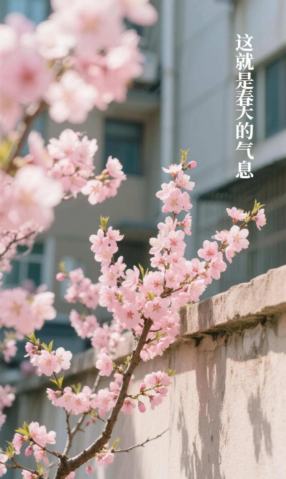 小区墙角那株桃花开了，粉嘟嘟的花瓣挤满枝头，路过时还能闻到若有若无的甜香。无需多