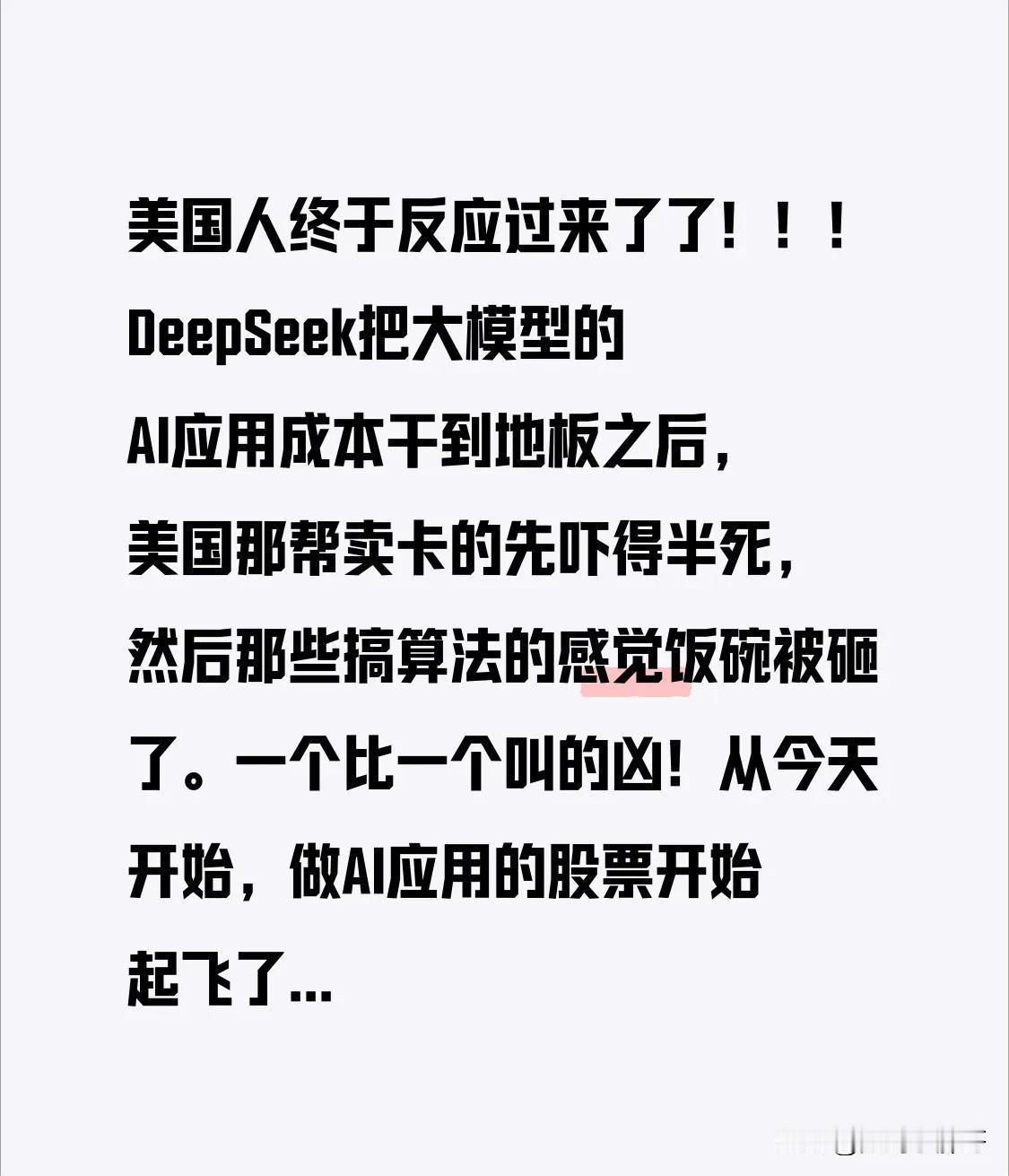 美国人终于反应过来了了！！！DeepSeek把大模型的AI应用成本干到地板之后