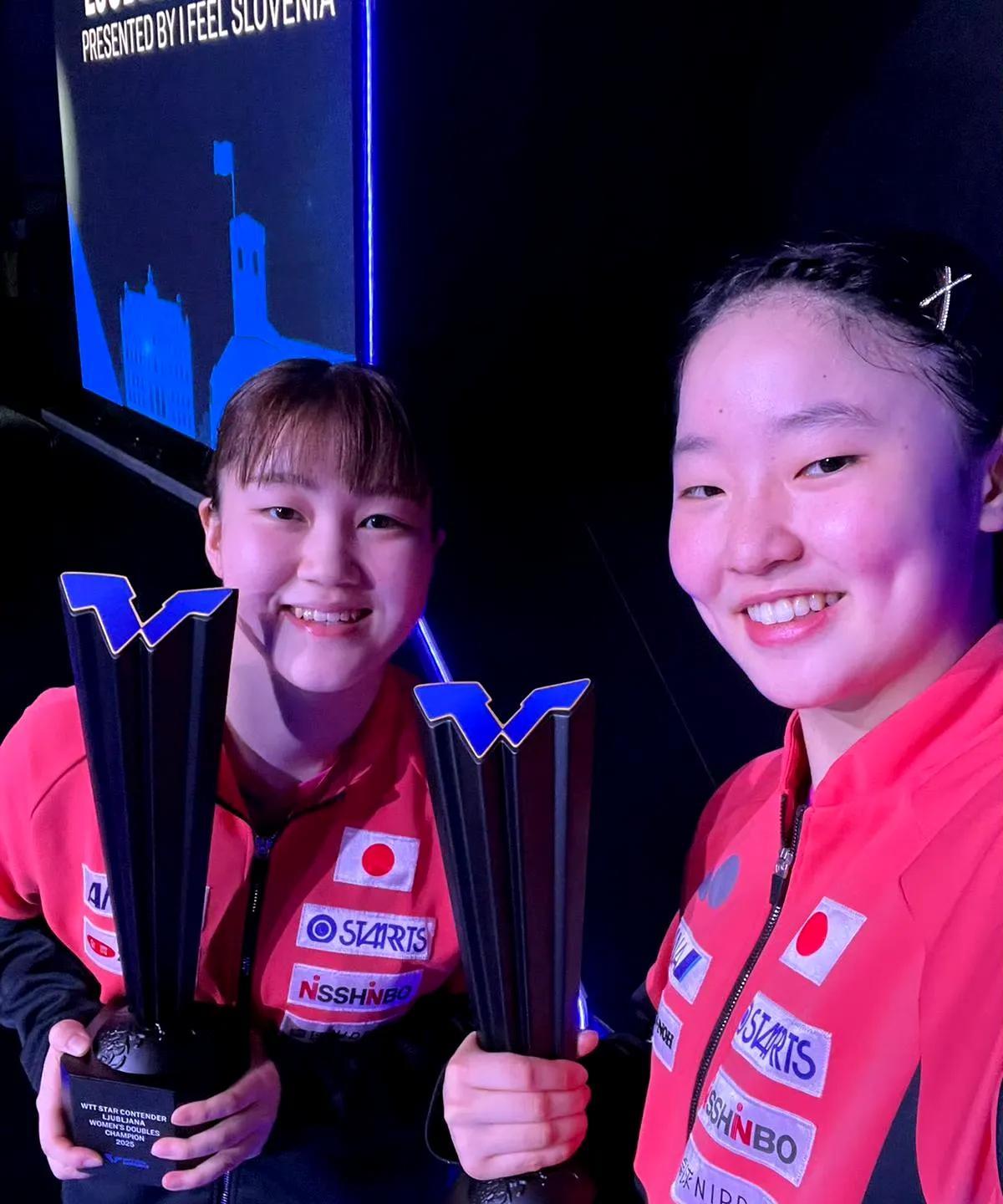 6月21日球星挑战赛张本美和和大藤沙月获得女双冠军，两人还是第一次配合，别说这就