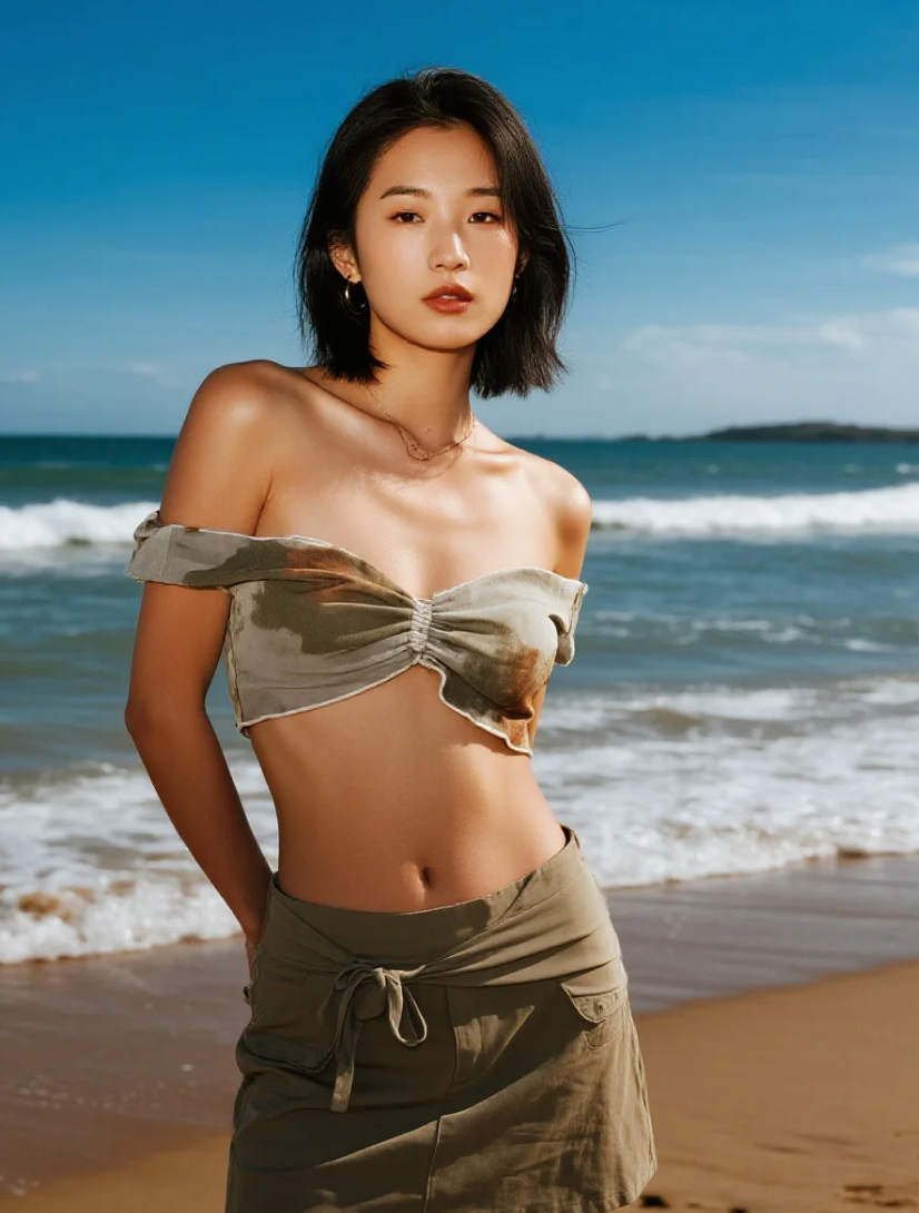 大长腿配大海，这组合太绝了！