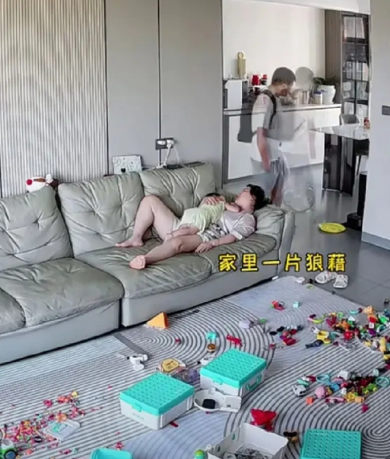 这大概就是结婚的意义吧！老公下班回家，看到家里一片狼藉，饭也没做，老婆抱着孩子