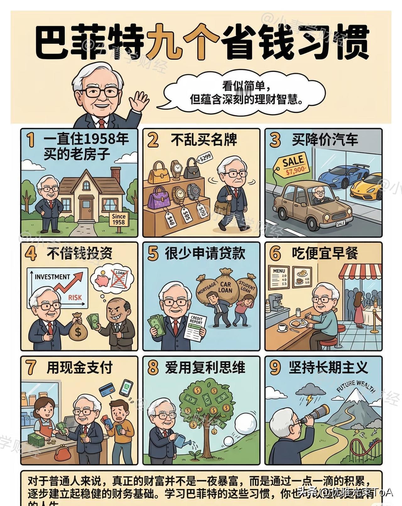 巴菲特的9个省钱习惯，看着普通却藏着发财密码☞☞☞家人们，别以为大佬都是挥