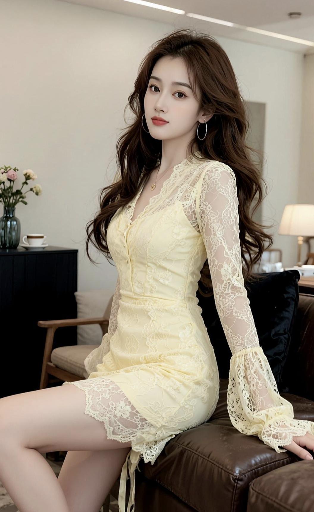 蕾丝性感大长腿气质仙女裙穿搭优雅气质好身材好气质