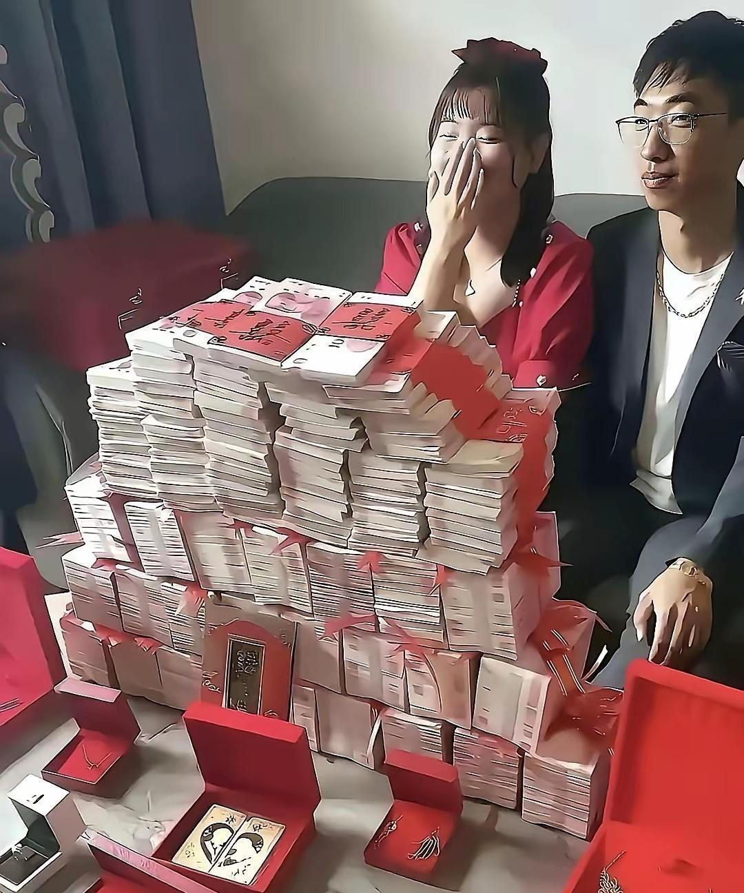 你觉得新娘子在笑什么？是在高兴嫁给了爱情，还是因为彩礼给到了心坎上？总感觉他今天