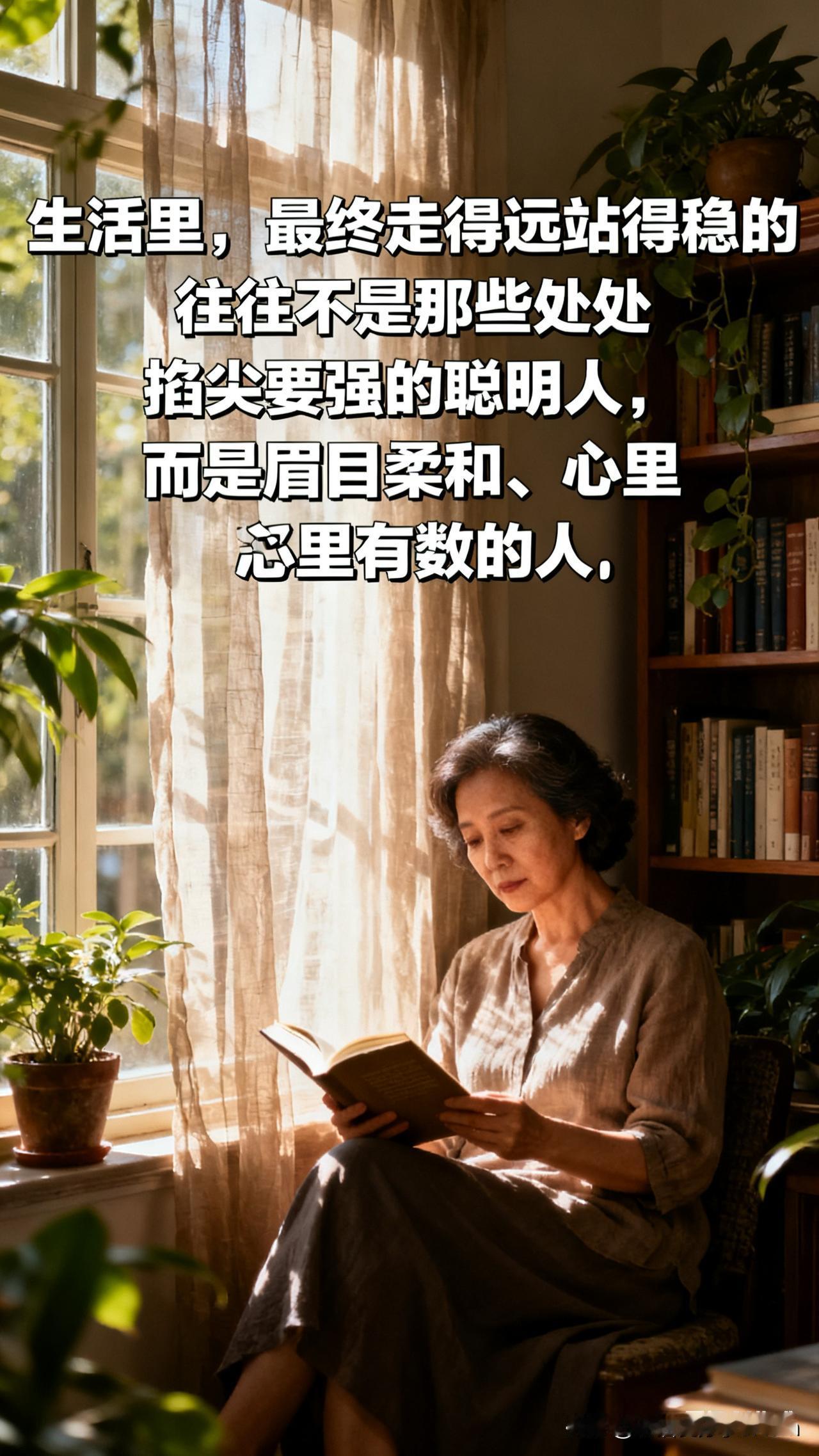 一位博主说：生活里，最终走得远站得稳的，往往不是那些处处掐尖要强的聪明人，而是