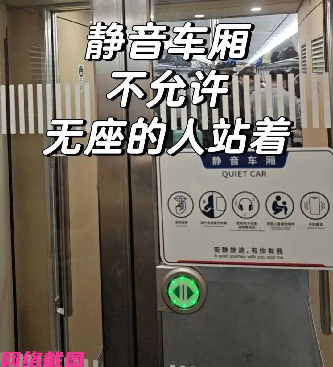 有男子过年回老家却因没有买到坐票上车，之后上车听到车厢太过吵闹，于是走到静音车厢