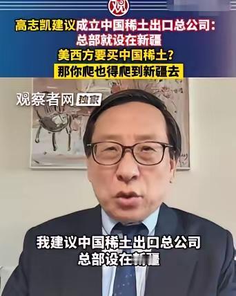 高志凯教授针对中国稀土贸易提出颇具争议的策略构想，提议在新疆设立稀土进出口总公司