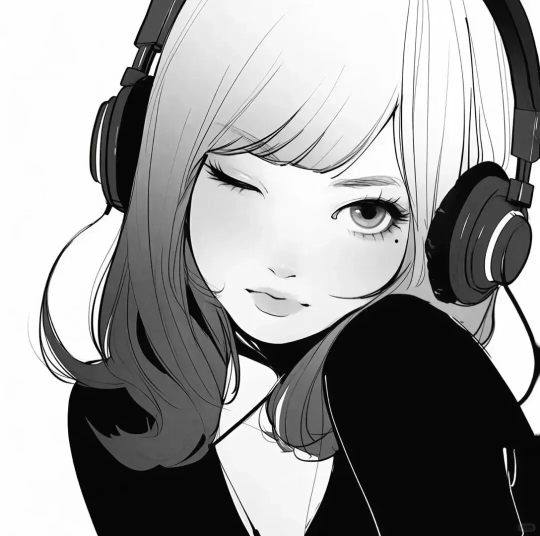 𝐒𝐡𝐚𝐫𝐞｜动漫头像｜黑白系｜甜酷女生头‎像​​​