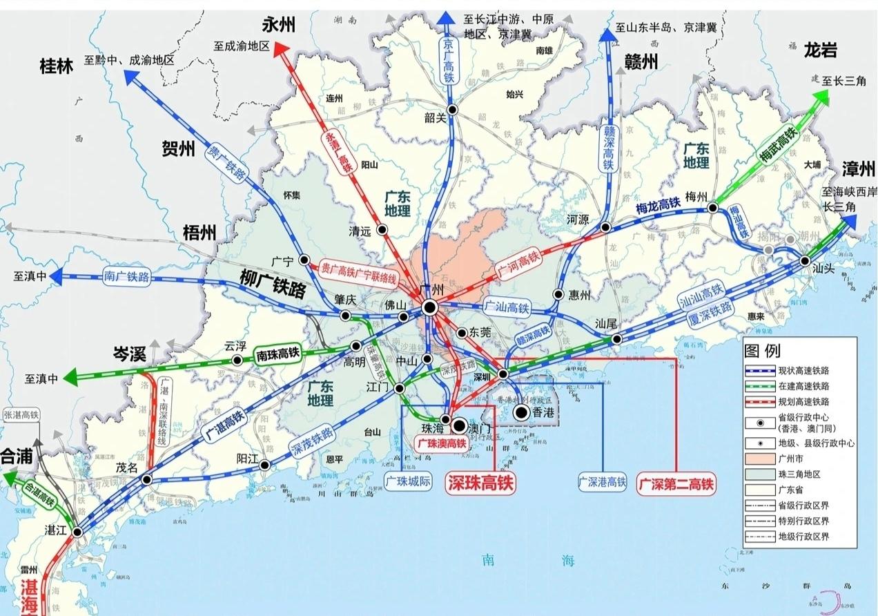 没想到广东高铁在建这么多，利好两广占3条广东不愧是经济大省，在交通基建上一直位