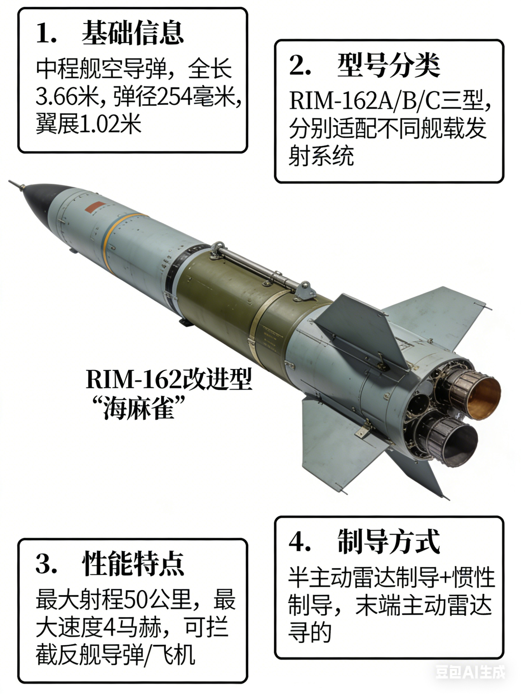 军事ai新视野RIM-162改进型“海麻雀”导弹RIM-162改进型“海麻雀”
