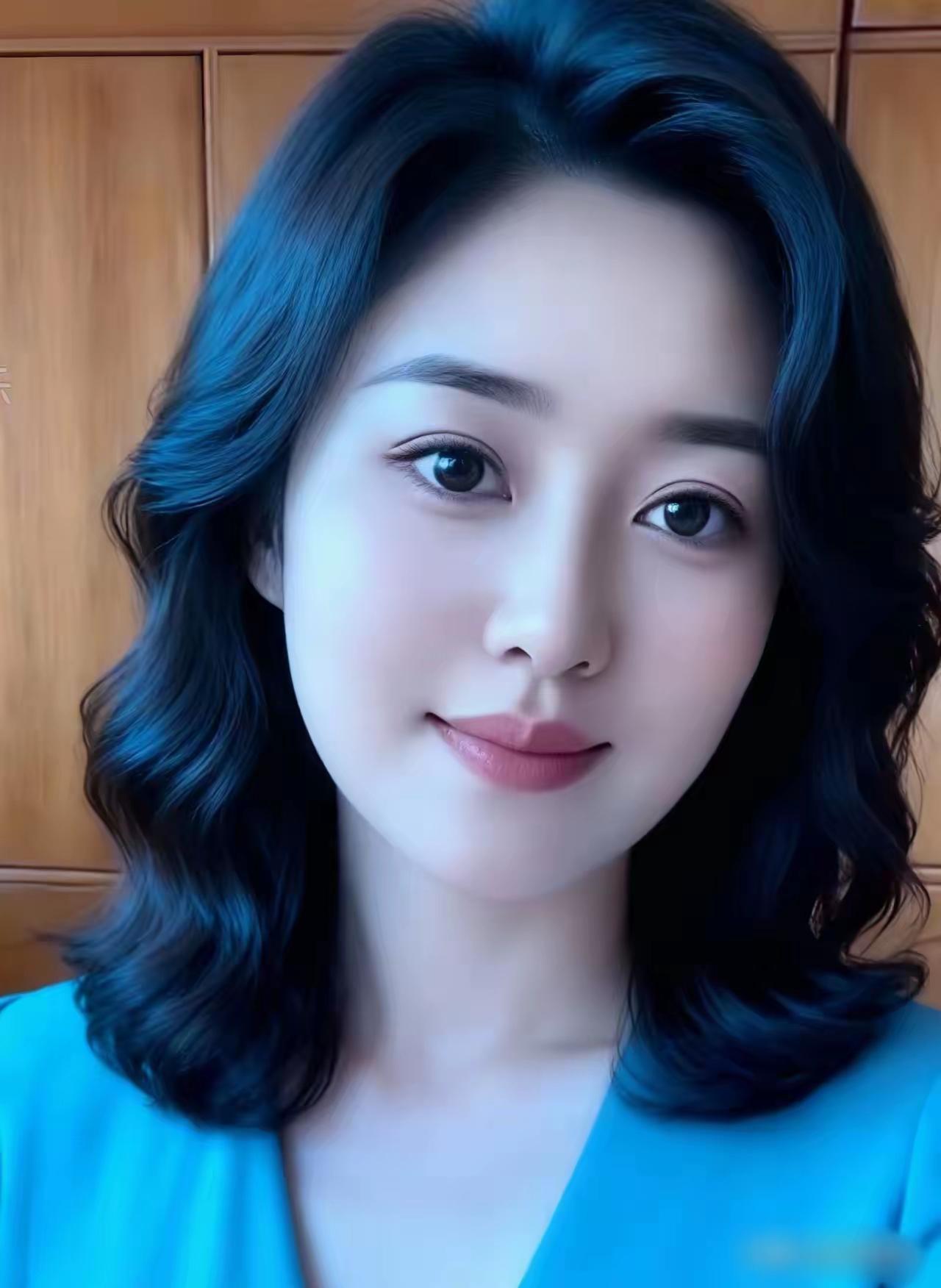 温柔蓝发少女，微笑中散发迷人魅力🌟