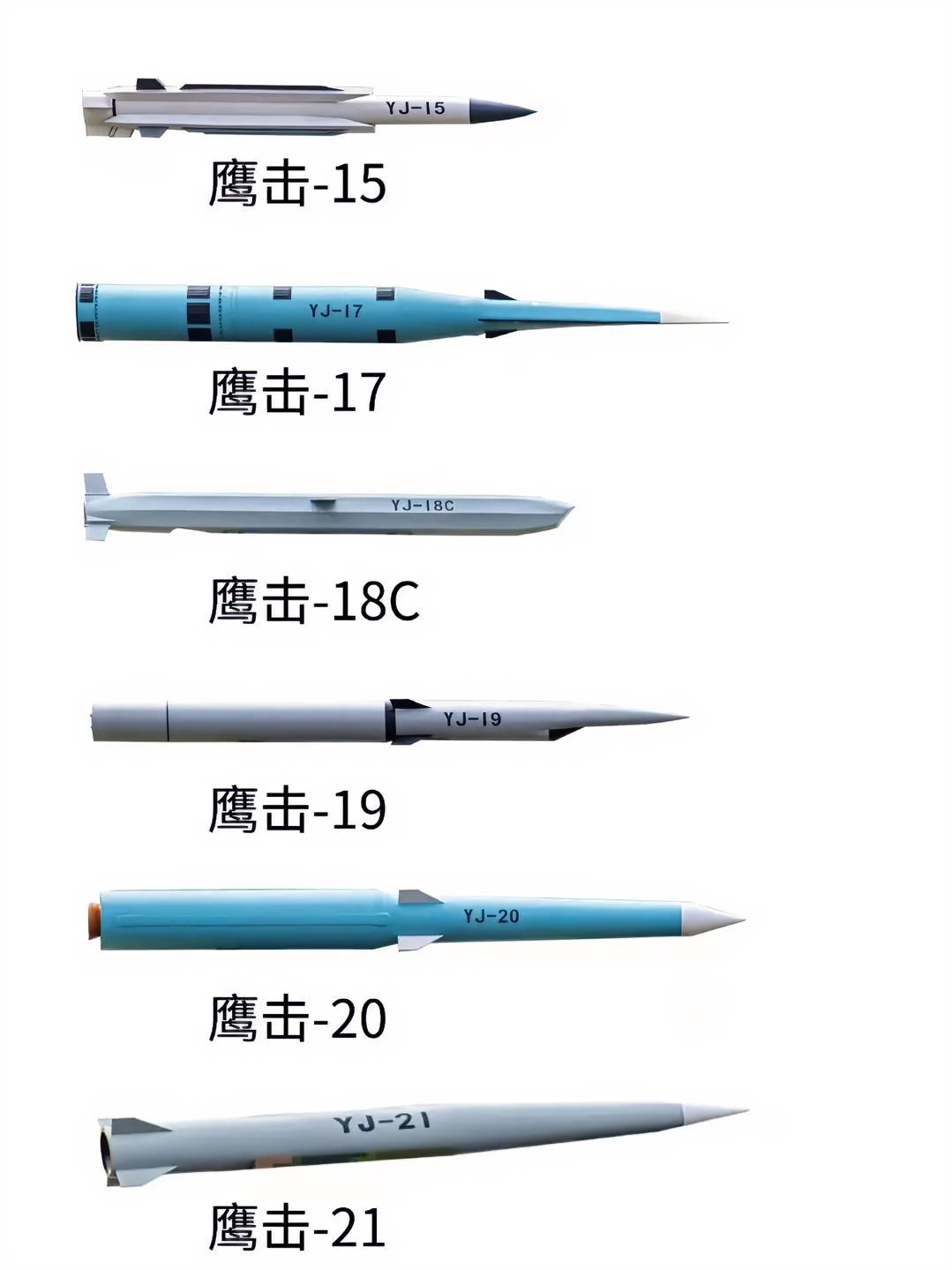 鹰击系列反舰利器，中国的反舰导弹远远领先其它国家，不是美国鱼叉之流可比的，15是